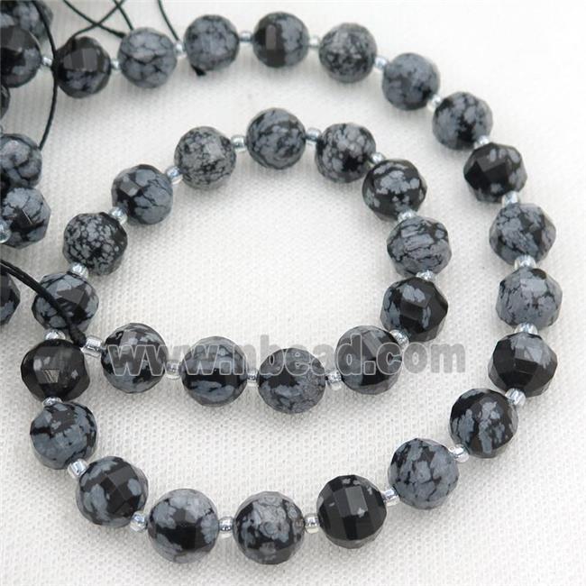 black Snowflake Jasper lantern Beads