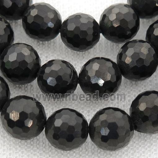 black Coal Crystal Beads, faceted round