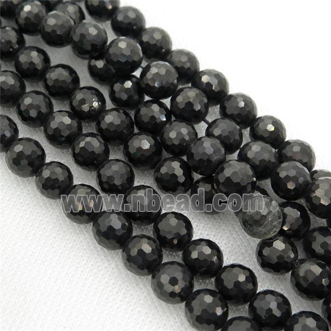 black Coal Crystal Beads, faceted round