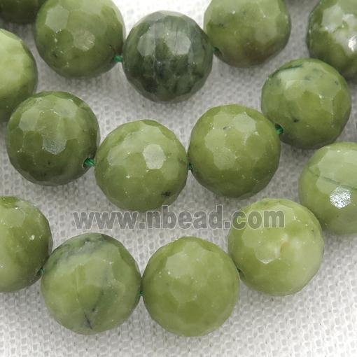 Chinese Nephrite Jade Beads Green Faceted Round