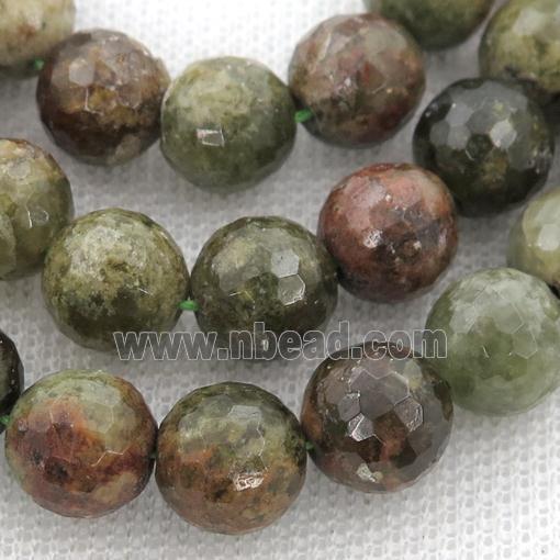 green Garnet Beads, faceted round