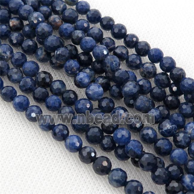 blue Brazilian Sodalite Beads, faceted round