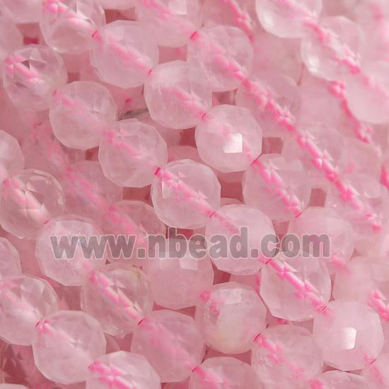 Rose Quartz Beads, faceted round, pink