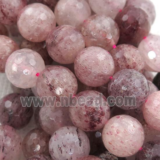 Strawberry Quartz Beads, faceted round