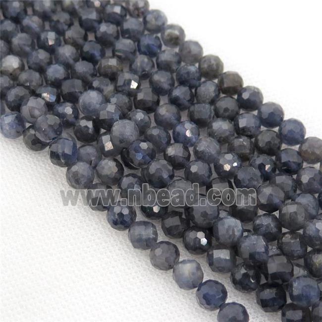 Iolite Beads, faceted round, inkblue