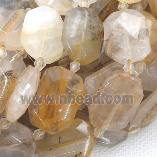 Landscape Quartz Beads, faceted rectangle