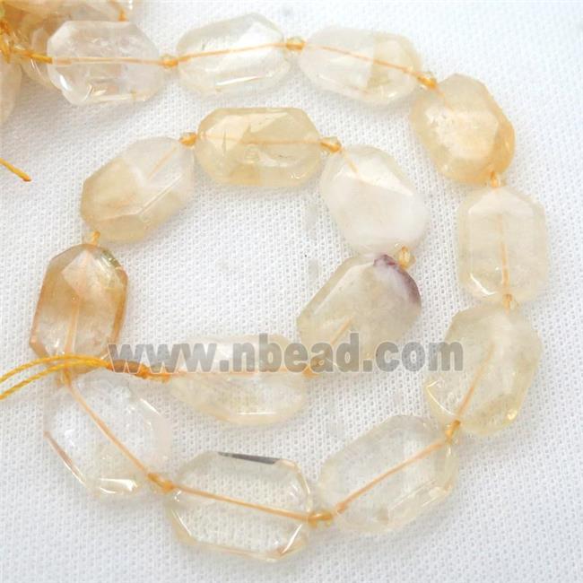 yellow Citrine Beads, faceted rectangle