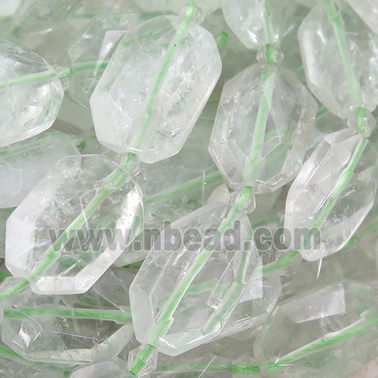 Green Quartz Beads, faceted rectangle