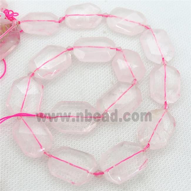 Rose Quartz Beads, faceted rectangle