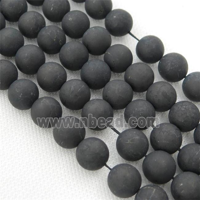 black Shungite Beads, matte, round