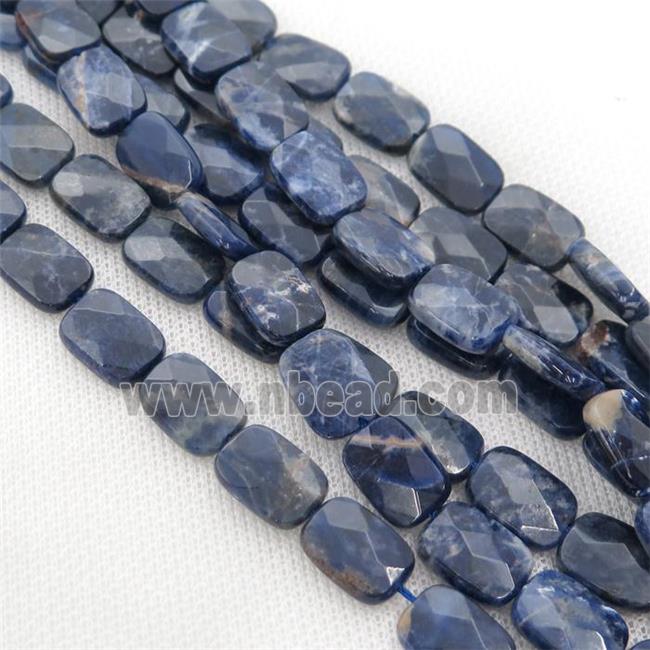 blue Sodalite Beads, faceted rectangle