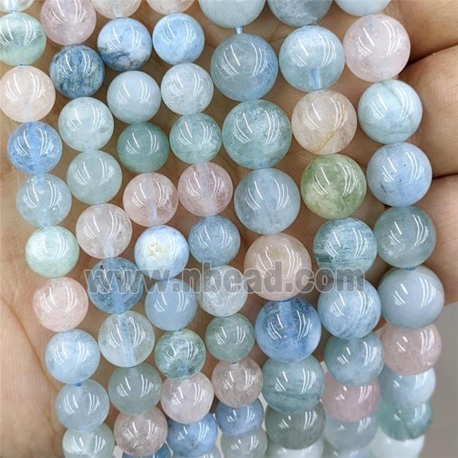 Natural Morganite Beads Smooth Round Blue