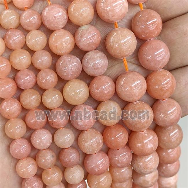 Natural Peach Calcite Beads Round