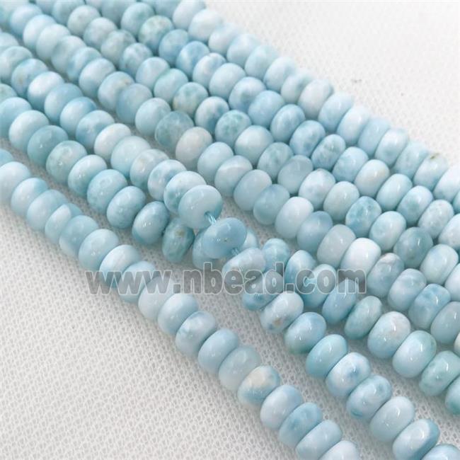 Natural Larimar Rondelle Beads Blue Smooth