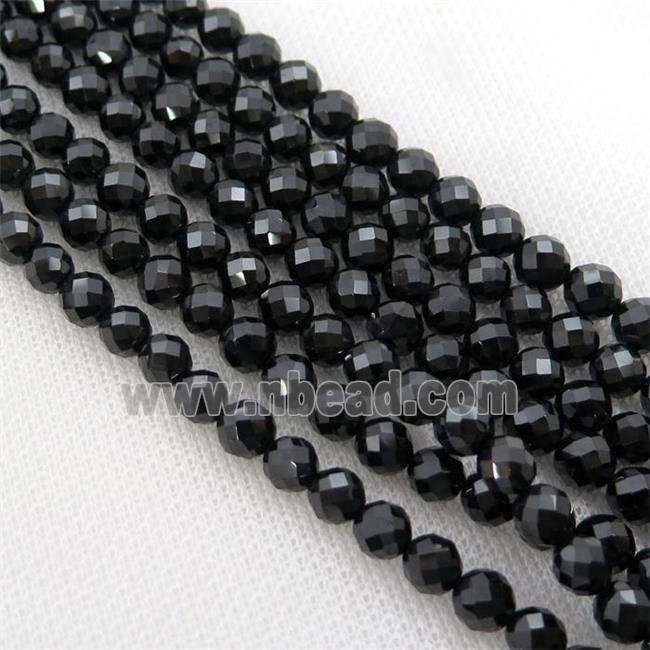 black Spinel Beads, faceted round