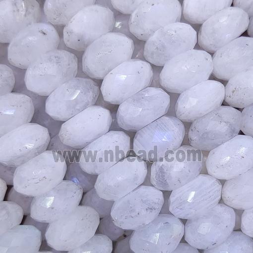 white Moonstone beads, faceted rondelle