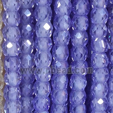 purple Cubic Zircon Beads, faceted rondelle