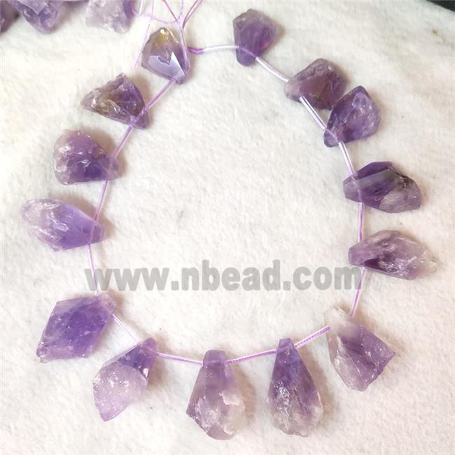 purple Amethyst teardrop nugget beads, topdrilled