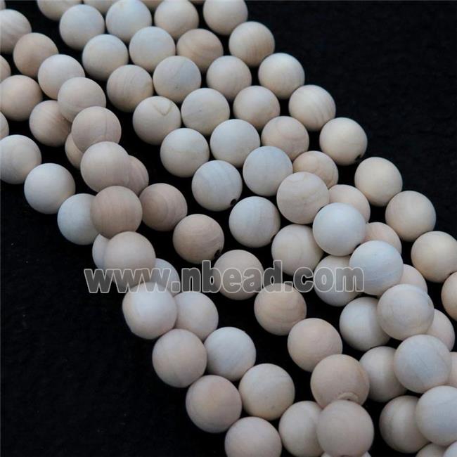 natural Wood Beads, white, round