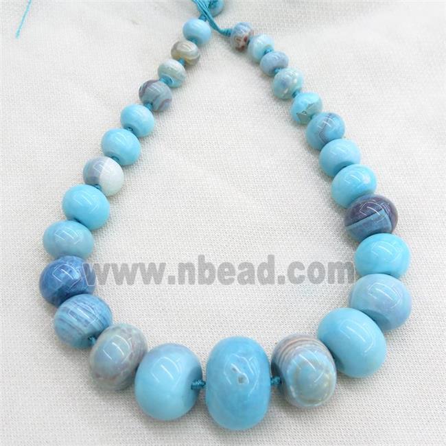 blue Agate graduated beads, rondelle, dye