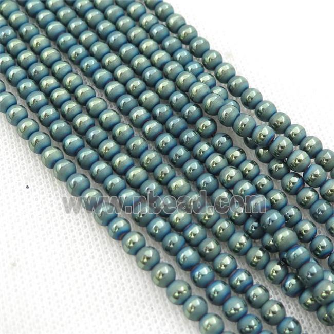 round Hematite Beads with line, matte, green electroplated