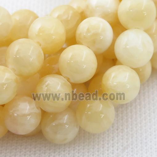 Yellow Honey Jade Beads Smooth Round