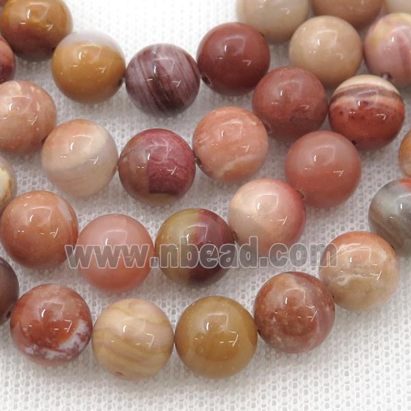 red Wooden Petrified Jasper Beads, round