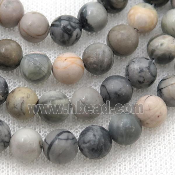 Black Picasso Jasper Beads Creek Smooth Round