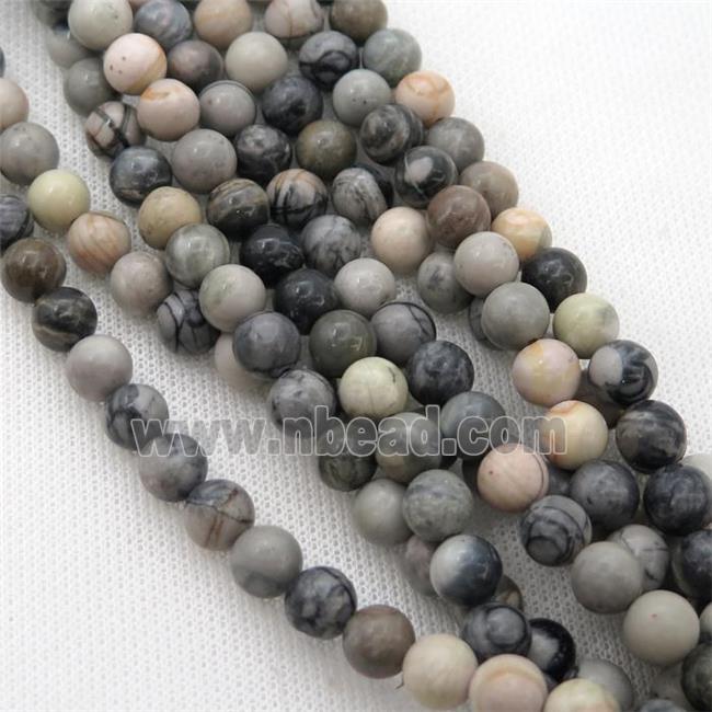 Black Picasso Jasper Beads Creek Smooth Round