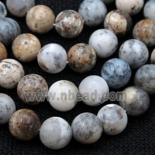 white Moss Opal Stone Beads, round