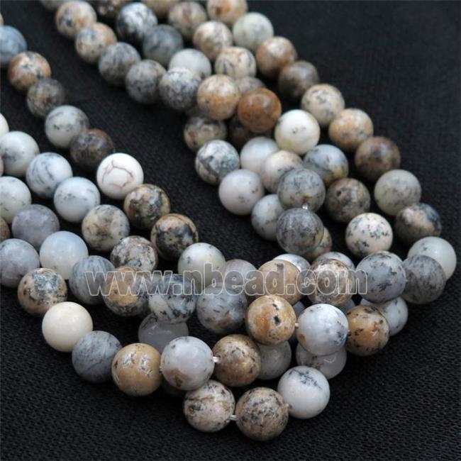 white Moss Opal Stone Beads, round