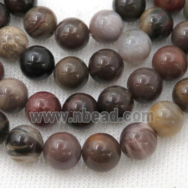 Wooden Petrified Jasper Beads, round