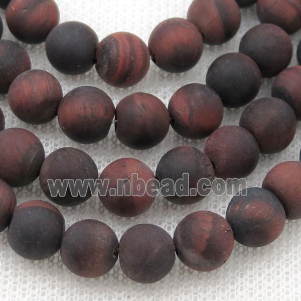 round Red Tiger Eye Stone Beads, matte