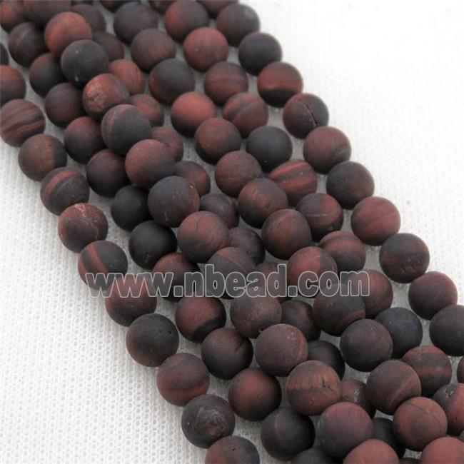 round Red Tiger Eye Stone Beads, matte