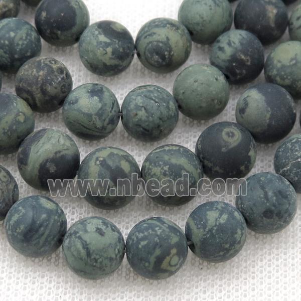 round green Kambaba Jasper Beads, matte