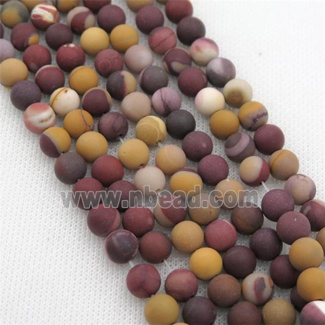 round Mookaite Beads, multicolor, matte