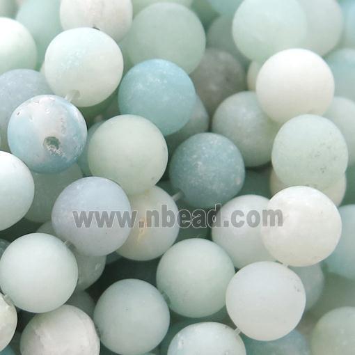 round blue Amazonite Beads, matte