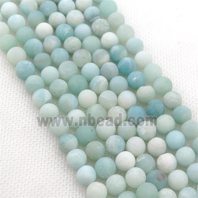 round blue Amazonite Beads, matte