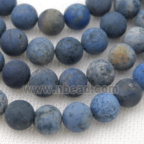 round blue Dumortierite Beads, matte