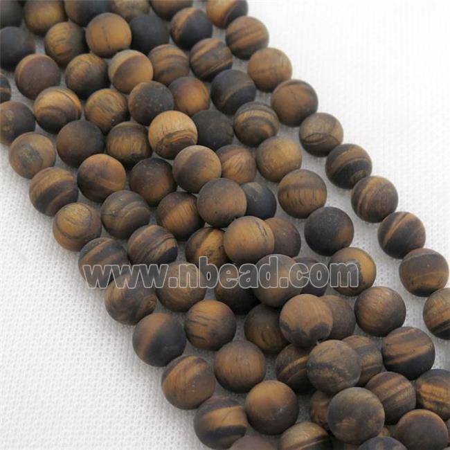 round Tiger Eye Stone Beads, matte