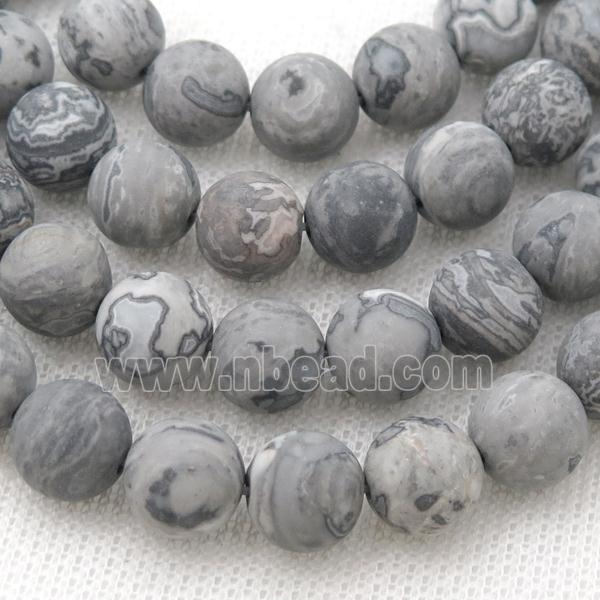 round gray Map Jasper Beads, matte