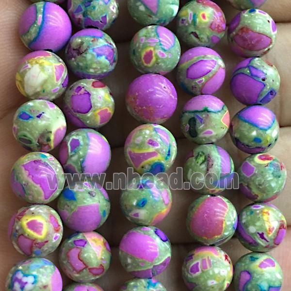 mosaic synthetic Imperial Jasper Beads, round, multicolor