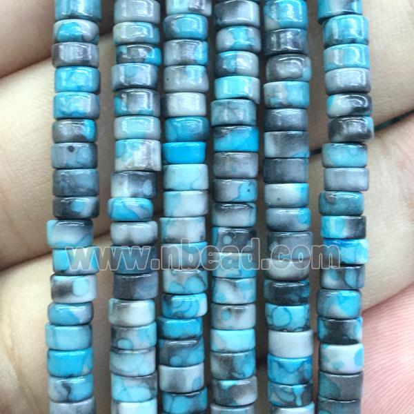 blue flower Jade heishi beads, dye