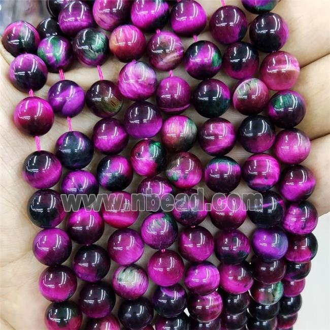 hotpink Tiger eye stone beads, round