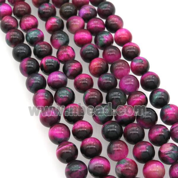 hotpink Tiger eye stone beads, round