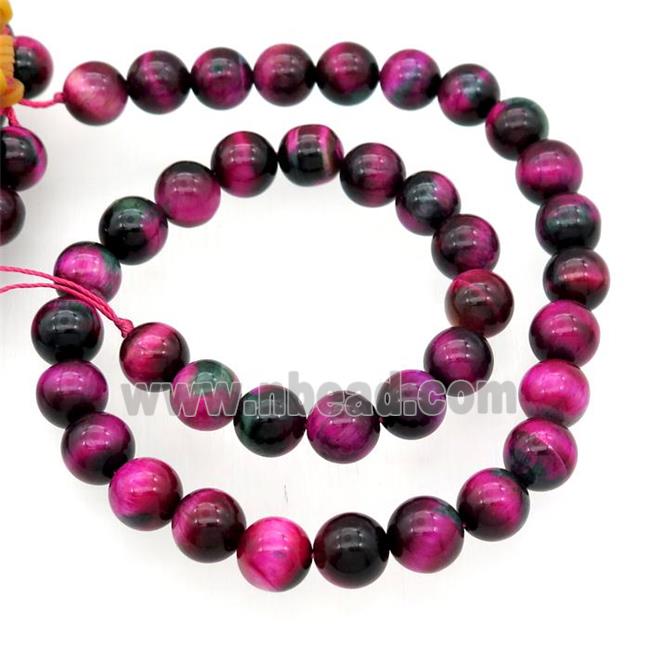 hotpink Tiger eye stone beads, round