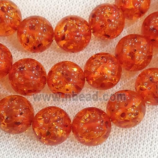 red synthetic Amber Beads, round