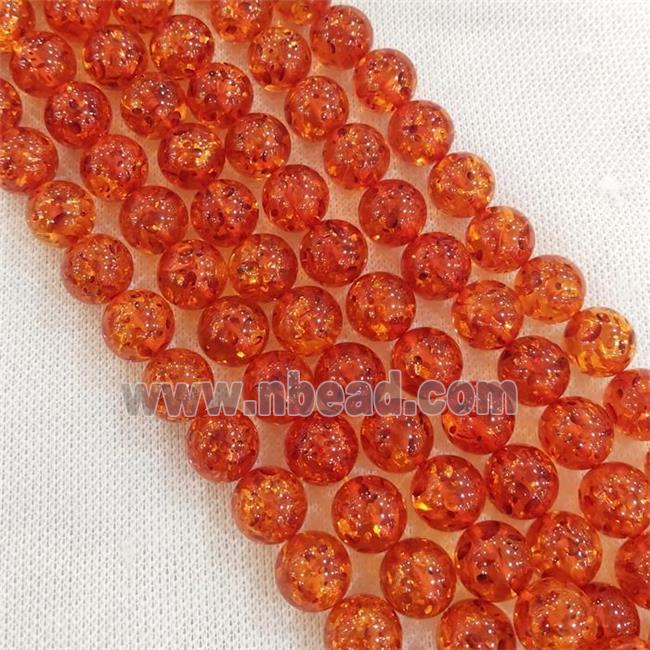 red synthetic Amber Beads, round