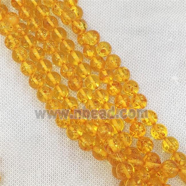 yellow synthetic Amber Beads, round