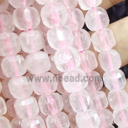 Rose Quartz cube beads, faceted